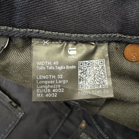 G-Star RAW 3301 Slim Jeans Mens 40x32 Blue Dark Wash Denim Straight Leg Pants - Picture 5 of 11